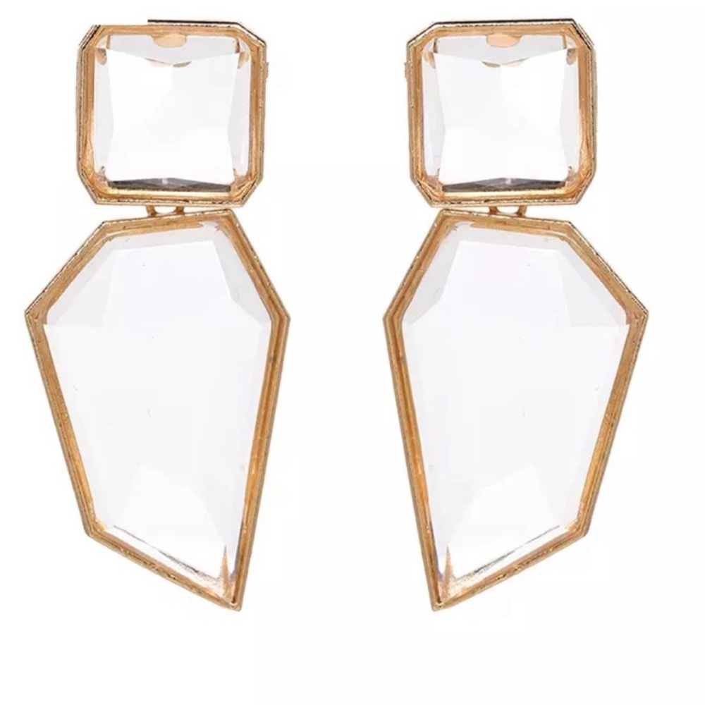 Zara Crystal Asymmetrical Statement Earrings
